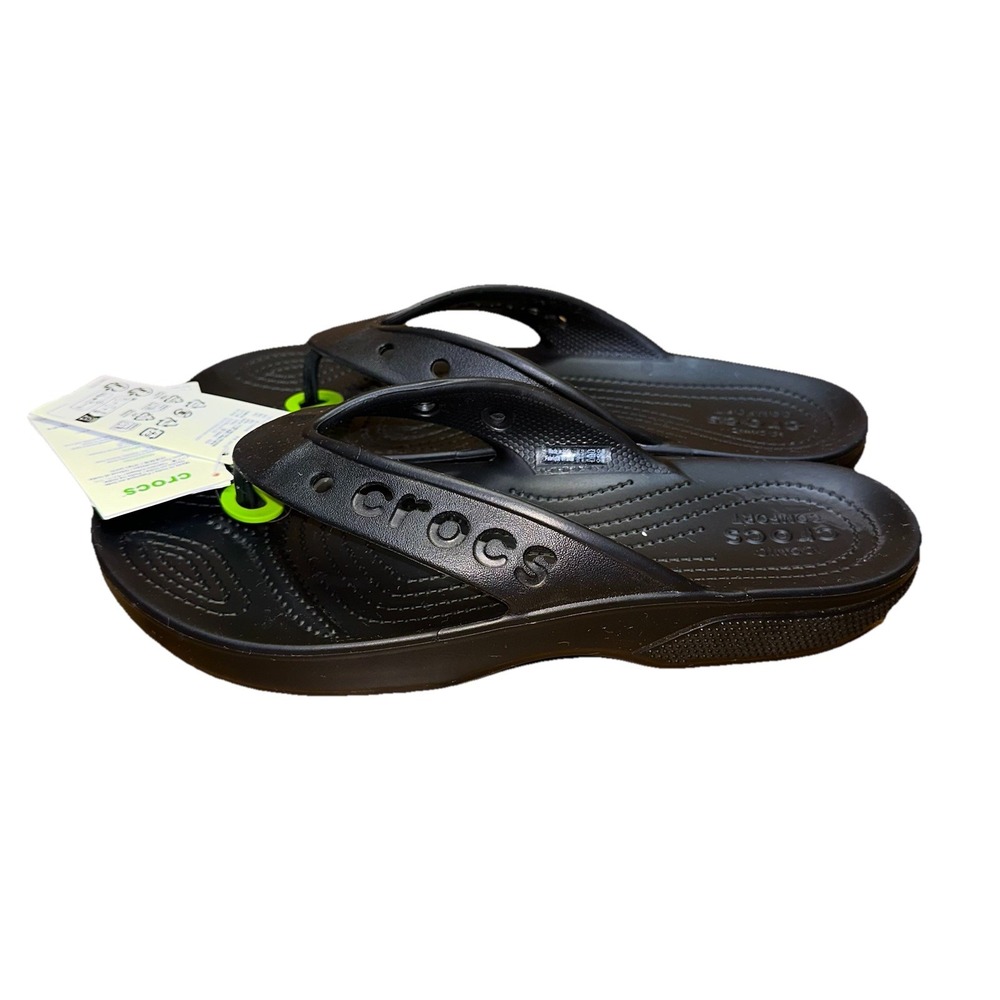 NWT Crocs Baya II Flip Flops Black Thong Comfort Soft Slides Men 10 / Women 12 - Picture 2 of 6